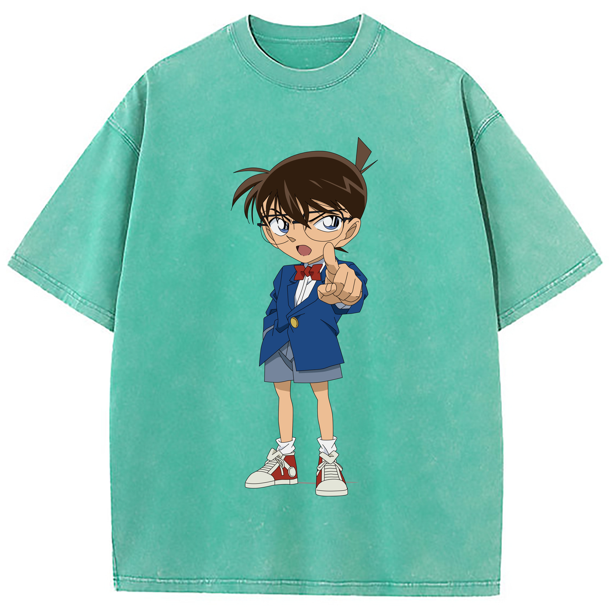 （画像用） 名探偵コナン 江戸川 コナン Detective Conan Conan Edogawa 綿100% ヴィンテージ風 半袖Tシャツ（フロントプリント）